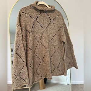 Vintage Carol Horn Chunky Knit Slouchy Turtleneck Diamond Sweater